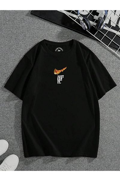 DEEPSENCE Μαύρο μπλουζάκι JUSTEAT Unisex Oversize