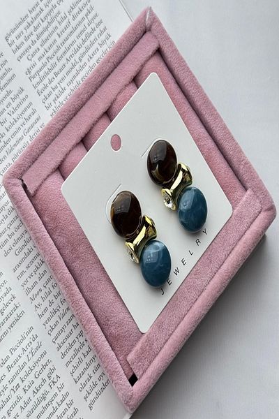 DEMOKAN Women's Earrings Vip Series Imported Zircon Vintage Model Acrylic Stone Look Non-Tarnish Earrings