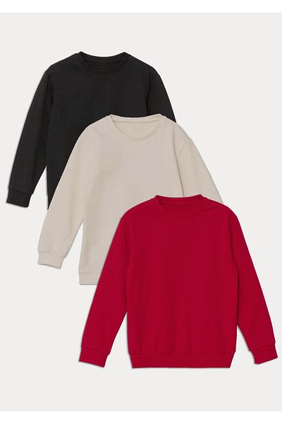 DFN Kids Unprinted Thick Winter Sweatshirt for Kids 4-10 - Set of 3