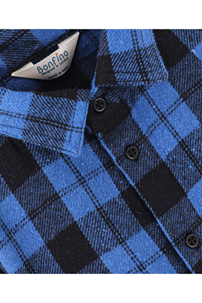 Bonfino Bonfino Cotton Blend Full Sleeves Checked Shirt-Blue