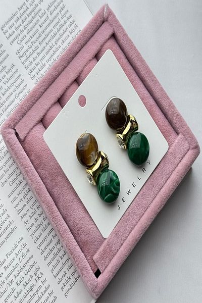 DEMOKAN Women's Earrings Vip Series Imported Zircon Vintage Model Acrylic Stone Look Non-Tarnish Earrings