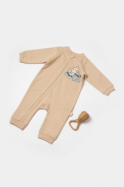 BabyCosy Salopeta Cu Fermoar, Two Thread, , Stone