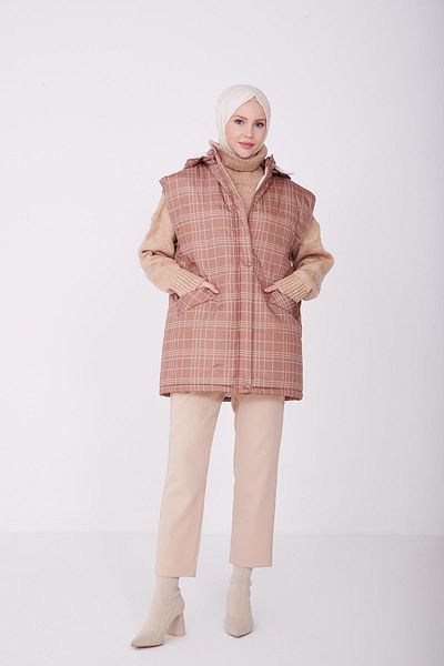Armine Printed and Quilted Vest 22K4001 Earth