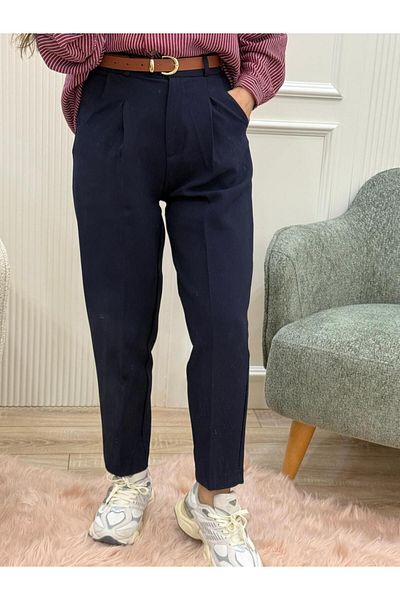 Flow Belted Trousers with Back Pocket Detail