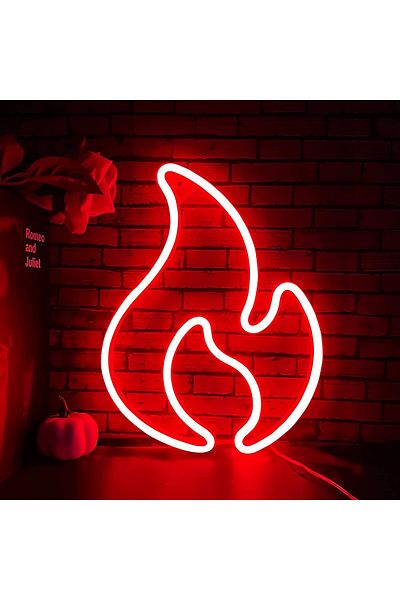 COOYA Flame Neon Sign, USB Powered, Hanging Flame Shaped Light, for Wall Decoration(Red)