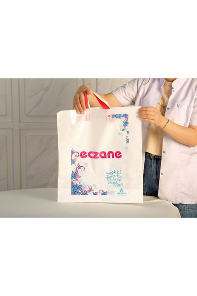 ÇABUKLAR Pharmacy Bag Blue Flower with Bio Bellows (40X5X45 cm) - 50 Pieces
