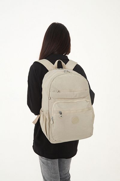 Sanmorris Unisex Αδιάβροχο μεγάλο μέγεθος Crinkle ύφασμα πολλαπλών τμημάτων κρέμα φορητού υπολογιστή Σχολικό και ταξιδιωτικό σακίδιο