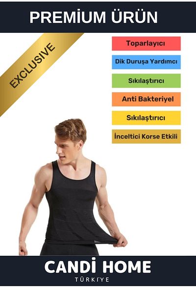 HOBİ CONDİ Men's Premium Upright Posture Gynecomastia - Breast Enhancing and Belly Firming Corset Undershirt