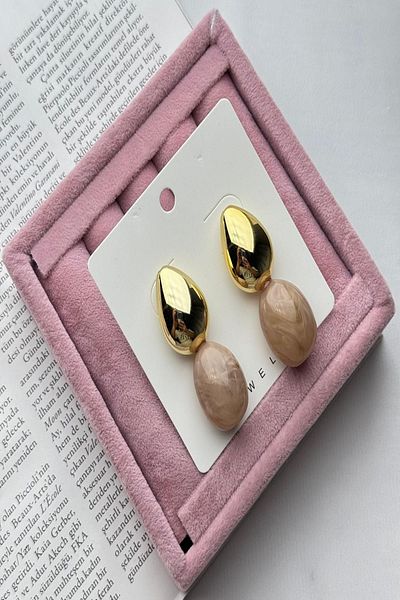 DEMOKAN Women's Earrings Vip Series Imported Zircon Botega-Damla Model Acrylic Look Does Not Tarnish Earrings