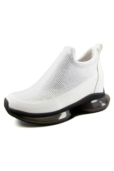 Erkan Saçmacı Casual παπούτσια Viviana White Stone Stretch Hidden Wedge