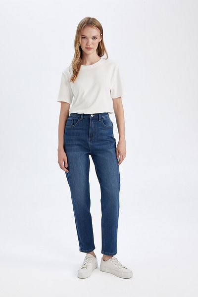 DeFacto Lina Comfort Mom Pantaloni lavabili Jean cu talie înaltă până la glezne C9611ax24wn