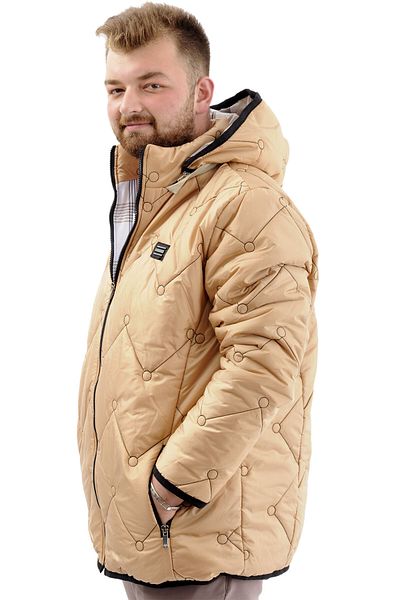 ModeXL Ανδρικό παλτό μεγάλου μεγέθους Puffer - Τσέπες και φερμουάρ, Cold Proof U24600 Milk Coffee