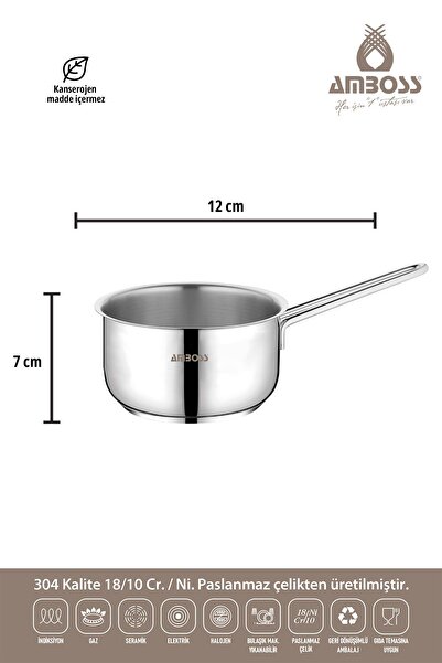 Amboss 3 Parça Cool İndüksiyon Uyumlu Paslanmaz Çelik Sütlük Sosluk