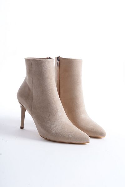 Modabuymus Nairobi - Suede Nude Bootie, Thin Heeled Boots