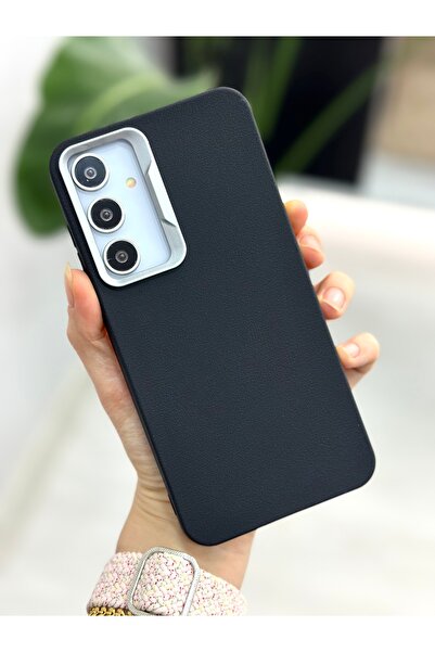 Go Aksesuar Samsung Galaxy A15 Uyumlu Estetik Dokulu Deri Görünümlü Esnek Sil...