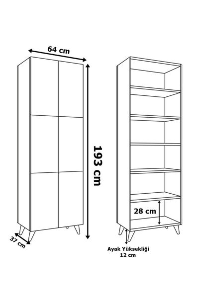 AEKA AE-3010 Nehir Beyaz Çok Amaçlı Mutfak Dolabı&Banyo Dolabı,Kiler Dolabı, 6 Kapaklı, 6 Raflı
