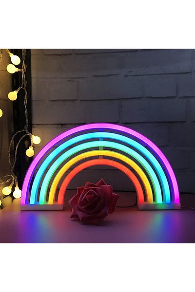 COOYA Rainbow LED Light,Neon Signs,Battery or USB Operated Table LED Night Lights for Girls Bedroom,Party