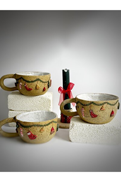Atölye Ceramic Noel Yılbaşı Temalı Kahve Fincanı