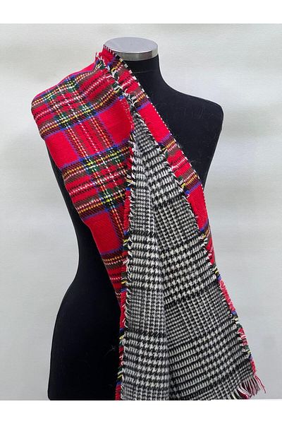 NURMAHREM Scarf Scooter Pattern Double-Sided Single Color Houndstooth Pattern Shoulder and Neck Scarf Quality Fabric