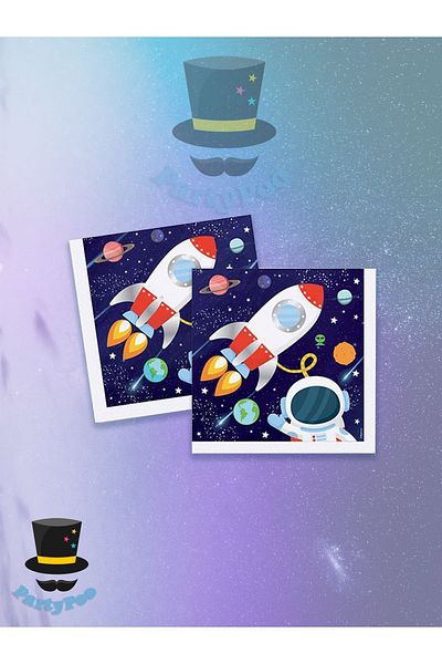 PartyPoo Space Themed Birthday Napkin 16 Pieces
