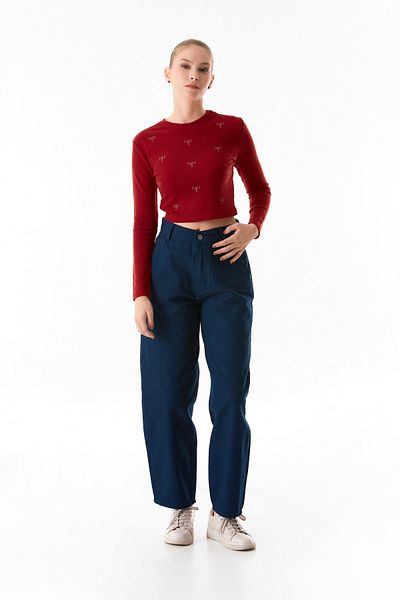 Fulla Moda Zippered High Waist Baggy Trousers