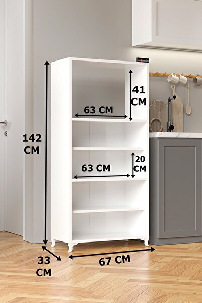 AEKA AE-2065 Nergis Beyaz Çok Amaçlı Mutfak Dolabı&Banyo Dolabı, 4 Kapaklı, Mikrodalga Fırın Dolabı,Raflı