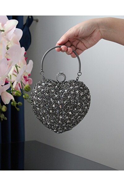 mıchael polo Kadın Kristal Kalp Abiye Çantası