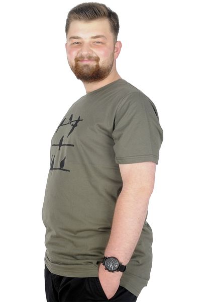 ModeXL Mode Xl Μπλουζάκι μεγάλου μεγέθους Crew Neck Birds 22172 Χακί