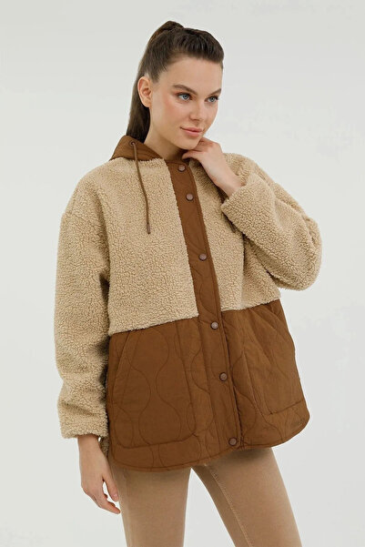 lumberjack معطف تيدي نسائي بغطاء للرأس