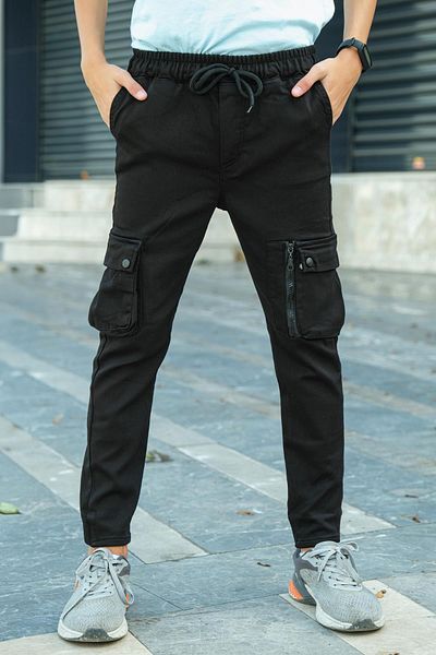Zaziko Kids Boy's Elastic Waist Pocket Cargo Pants Pnt.5156-Z
