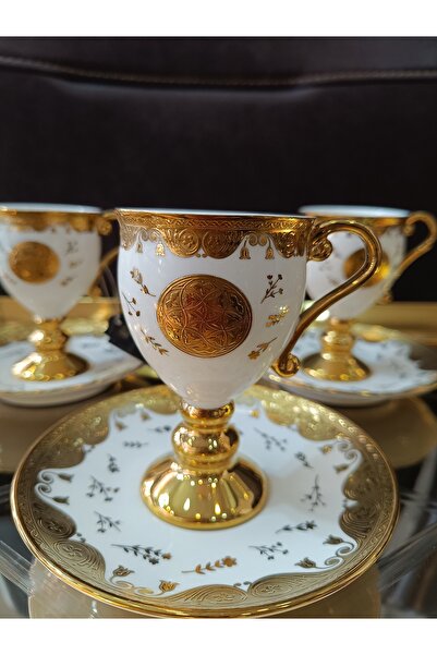 DEKOR ZÜCCACİYE HOME طقم فناجين قهوة ديالو ذهبية بأرجل