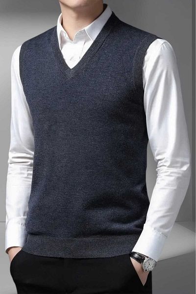 Mood Agenda Men's V-Neck Knitwear Non-Pilling Sweater Men's Slim Fit Sweater