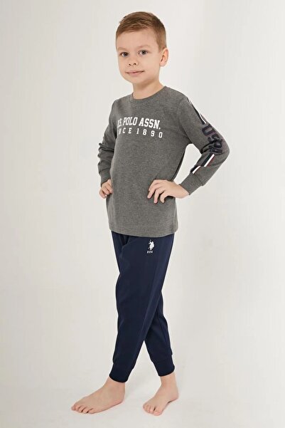 U.S. Polo Assn. Erkek Çocuk Gri Manşetli Uzun Kollu Eşofman Takım