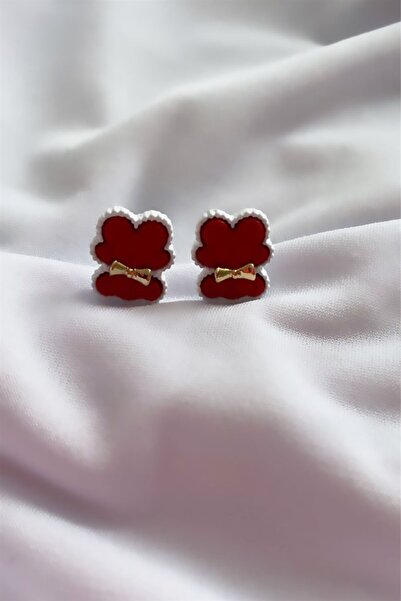 Sose Moda Little Teddy Bear Model Red Color Earrings