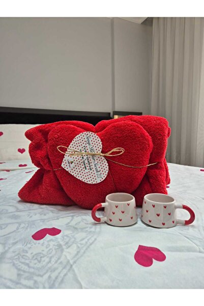 Lider MAGNESİA Leader Magnesia Silvery Fleece Single Personal Blanket and Heart Pillow Set