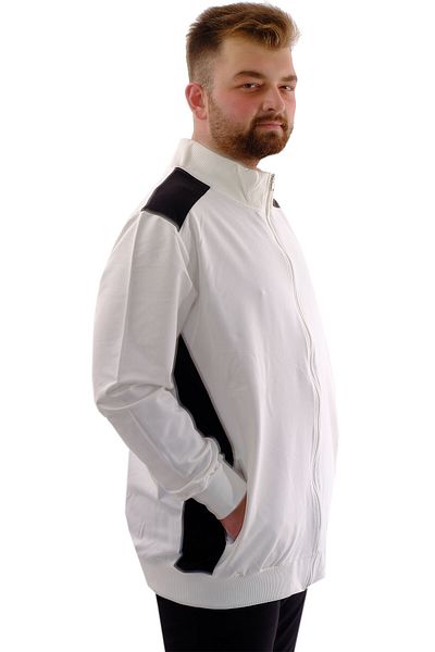 ModeXL BROOKLYN U24522 - Ανδρική φόρμα εκρού, γιακάς και φερμουάρ, μεγάλο μέγεθος XL