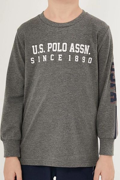 U.S. Polo Assn. Αγόρι Γκρι μανσέτα μακρυμάνικη αθλητική φόρμα