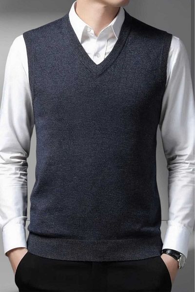 Mood Agenda Men's V-Neck Knitwear Non-Pilling Sweater Men's Slim Fit Sweater
