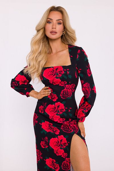 Made of Emotion Elegantní midi šaty s potiskem