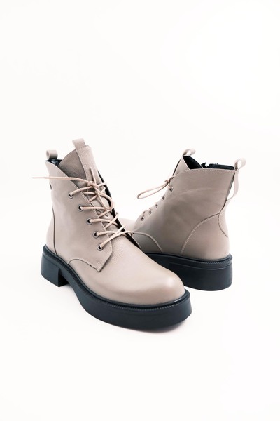 Tenau Cizme de damă din piele naturală de culoare bej