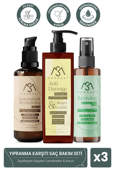 moonset Yıpranmış Saçlara Özel , Hızlı Uzamaya Yardımcı Saç Bakım Seti