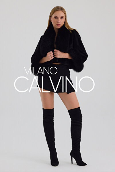 Milano Calvino Kürklü Alcantara Kısa Ceket