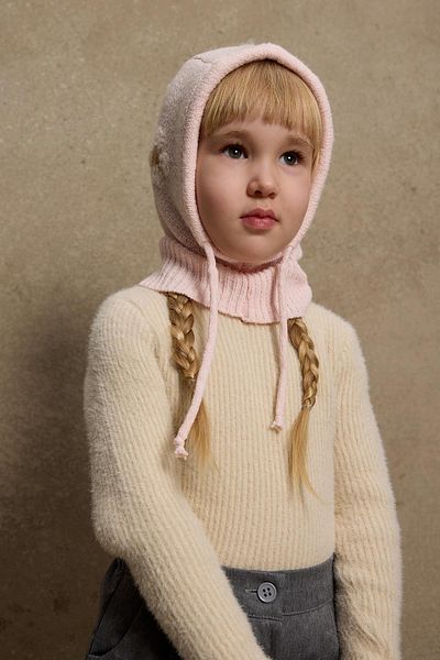 Fahhar Kids Pink Floral Braided Balaclava Beret