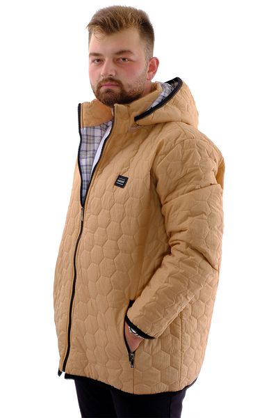 ModeXL Ανδρικό χοντρό πουφερ παλτό - Plus Size, Hooded, Beige U24605