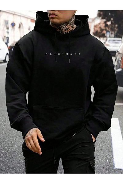 pandy Φούτερ Unisex Oversize με κουκούλα και στάμπα με τσέπη καγκουρό