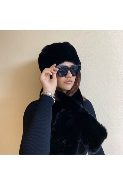 sema aksesuar Sevgililer Günü Hediyesi Tüylü Peluş Kalpak Şapka Ve Atkı Takım...