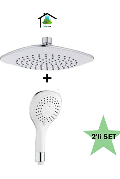 mintev Beyaz Zambak Tepe Yağmurlama Robot Lüx Duş Seti Tepe ve El Duşu İkili Set