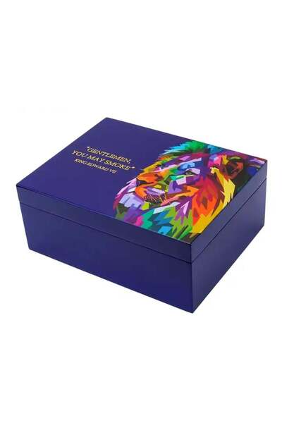 Lubinski Humidor Puro Kutusu Lacivert Lake Lion 50s