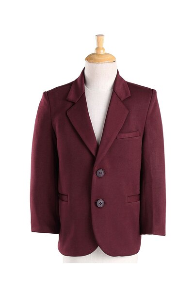 Babyhug Full Sleeves 3 Piece Stretch Party Suit with Tie - Maroon