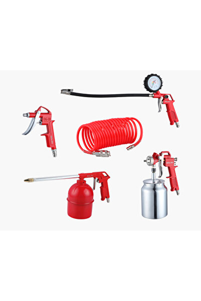 Solax 5'li Kompresör Seti, Boya Tabancası, Şişirme, Püskürtme, Yıkama Tabancası, Hortum
